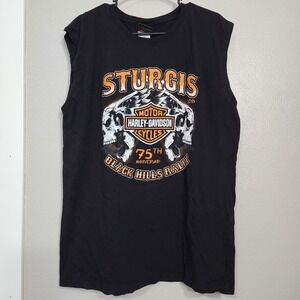 Harley Davidson Men's Shirt 3X Sleeveless‎ Sturgis 75th Anniversary Black Hills